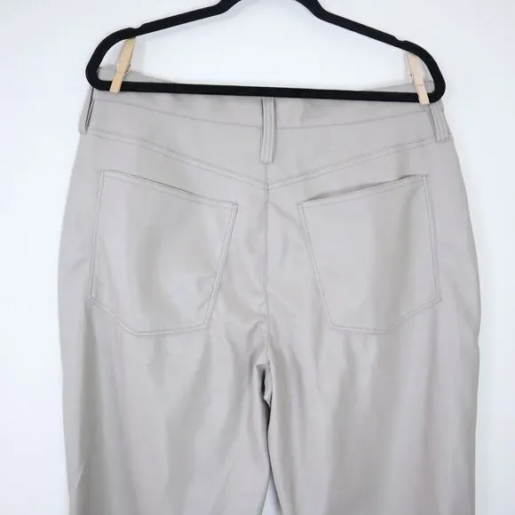 Madewell Size 32 The Perfect Vintage Faux Leather Straight Leg Pants Linen Cream - Picture 8 of 10